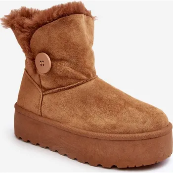 Dámská zimní obuv Dámské sněhové boty na platformě s kožešinou u Wikasem Barva: Béžová, Velikost: 38