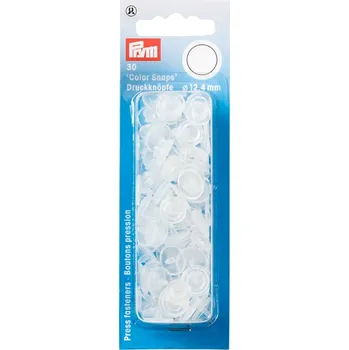 PRYM Plastové patentky "Color Snaps" kulaté, 12,4 mm, 30 ks, transparentní matné