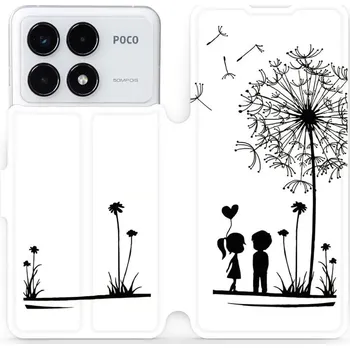 Pouzdro na mobilní telefon Flipové pouzdro Mobiwear - Xiaomi Poco F6 Pro 5G - MH16P Dvojice s pampeliškou (Knížkové flip pouzdro, obal, kryt na mobil Xiaomi Poco F6 Pro 5G - MH16P Dvojice s pampeliškou, materiál Umělá kůže + TPU - ochrana 360°, stojánek, silikonová vanička,)