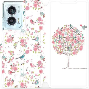 Pouzdro na mobilní telefon Flipové pouzdro Mobiwear - Motorola Edge 50 Fusion - M120S Strom a ptáčci (Knížkové flip pouzdro, obal, kryt na mobil Motorola Edge 50 Fusion - M120S Strom a ptáčci, materiál Umělá kůže + TPU - ochrana 360°, stojánek, silikonová vanička, magnetické zavírá