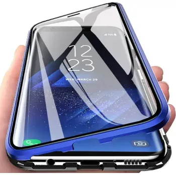 Pouzdro na mobilní telefon Beweare Magnetický oboustranný kryt s tvrzeným sklem na Samsung Galaxy S24 - modrý