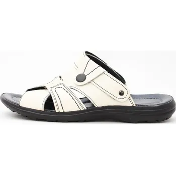 Pánské sandále Pánské celokožené sandály a papuče v jednom bílé, VELIKOST 43
