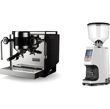 Kávovar Rocket Espresso Bicocca, black + Eureka Atom Specialty 65, white