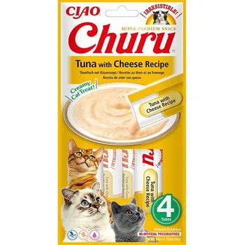 Pamlsek pro kočku Inaba Churu cat snack tuňák & sýr 4x 14g