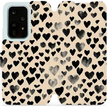 Pouzdro na mobilní telefon Flipové pouzdro Mobiwear - Honor 200 Lite - VA51S Černá srdíčka (Knížkové flip pouzdro, obal, kryt na mobil Honor 200 Lite - VA51S Černá srdíčka, materiál Umělá kůže + TPU - ochrana 360°, stojánek, silikonová vanička, magnetické zavírání)