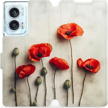 Pouzdro na mobilní telefon Flipové pouzdro Mobiwear - Motorola Edge 50 Fusion - VP42S Vlčí máky (Knížkové flip pouzdro, obal, kryt na mobil Motorola Edge 50 Fusion - VP42S Vlčí máky, materiál Umělá kůže + TPU - ochrana 360°, stojánek, silikonová vanička, magnetické zavírání)