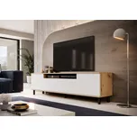 TV stolek Agne 200 dub artisan / bílá - kulaté černé nohy