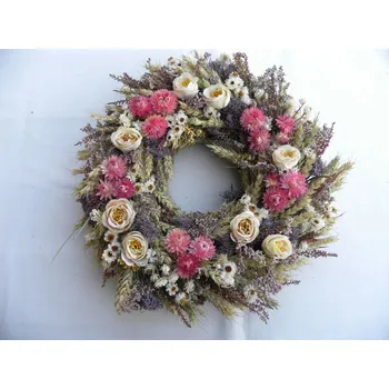 Věnec obilný se slaměnkami a vřesem