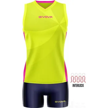 Fotbal Dámský komplet GIVOVA ELICA, barva 1906 zářivě žlutá - růžová, velikost XS