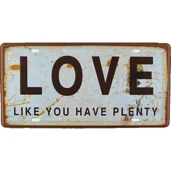 Plechová cedule Plechová cedule - Love 31 x 15,5 cm (Retro cedule Love)