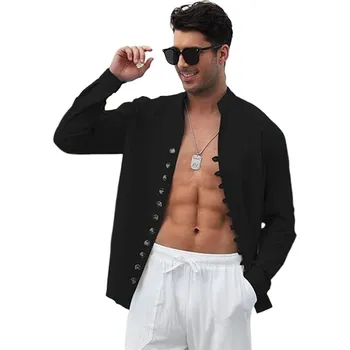 Pánská košile Pánská košile na léto s originálními knoflíky Barva: Černá, Velikost: XL