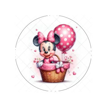 Jedlá dekorace na dort MINNIE v koši, VARIANTA Jedlý papír 1843