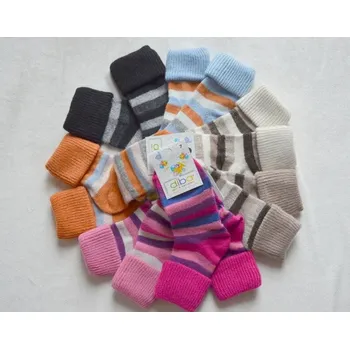 Kojenecké oblečení Diba Dětské vlněné teplé ponožky proužkované vel. 7 (29 - 31) Modro-růžové