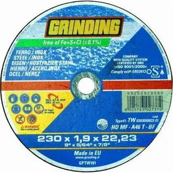 Řezný kotouč GRINDING 230*1.9 řezný kotouč na ocel, nerez 88.1-230-1.9R