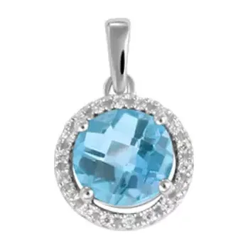 Přívěsek Dámský přívěsek bílé zlato 585 přírodní diamant s topaz GKW47233TPZ