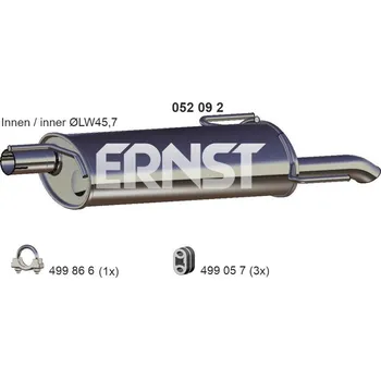 Výfukový systém Zadní tlumič výfuku ERNST 052092