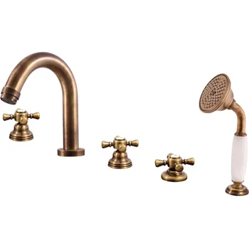 Slezák - RAV Vanová baterie 5-otvorová MORAVA RETRO - MK362.xPSM, Stará mosaz (Bronz) Připojovací hadičky - závit: 3/8"