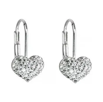 Náušnice Dívčí stříbrné náušnice SWAROVSKI® elements - srdíčka čirá