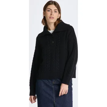 Dámský svetr ROLÁK GANT CABLE TEXTURE BUTTONED ROLL NECK EBONY BLACK