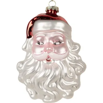 Vánoční ozdoba Skleněná vánoční ozdoba na stromeček Santa Claus s úsměvem – 9x7x13 cm