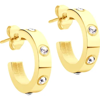Náušnice BRUNOshop.cz Náušnice otevřené kroužky s kamínky GOLD