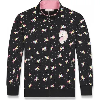 Dívčí mikina Kugo Dívčí mikina UNICORN - JEDNOROŽEC na zip tmavě modrá Barva: Tmavě modrá, Velikost: 164