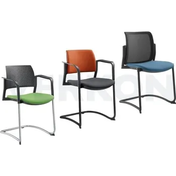 Židle konferenční DREAM+ na pérovce, Typ: 101BL-Z-N1,BR, Popis: Čalouněný sedák, černý perforovaný plastový opěrák, Područky: Ano, Barva podnože: Černá