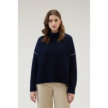 Dámský svetr ROLÁK WOOLRICH WOOL CABLE' TURTLENECK MELTON BLUE