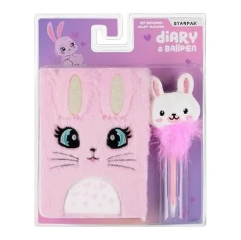 Set školních potřeb Pamiętnik pluszowy Królik z kłódką + długopis