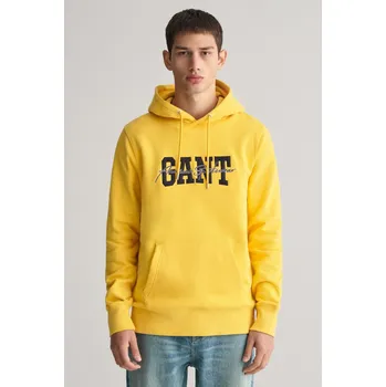 Pánské oblečení MIKINA GANT ARCH SCRIPT HOODIE SMOOTH YELLOW