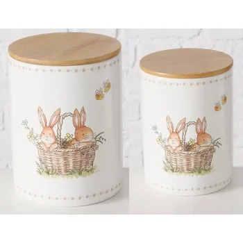 Dóza na potraviny NÁDOBA NA POTRAVINY SADA KUCHYŇSKÝCH NÁDOB 2 ks bílé keramické