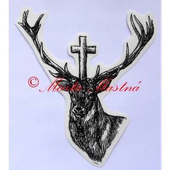 Samolepka jelen, svatý Hubert, myslivost c306a - Malá - přibližně jako pohlednice