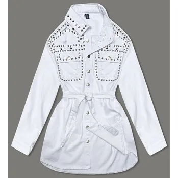 Dámská cargo bunda Jedinečná dámská bílá oversize džínová bunda s kamínky ADORO, odstíny bílé S (36) i392_22273-46