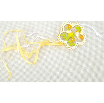 Dřevěná dekorace, závěs, květina s ptáčky, 20x7cm, 1ks