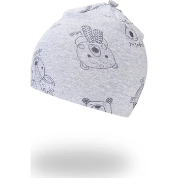 Čepice Little Angel Čepice smyk natahovací TISK Outlast ® - šedý melír zvířátka Velikost: 5 | 49-53 cm