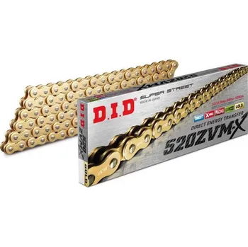 Řetězová sada pro motocykl D.I.D 520 ZVM-X Gold 126 čl.