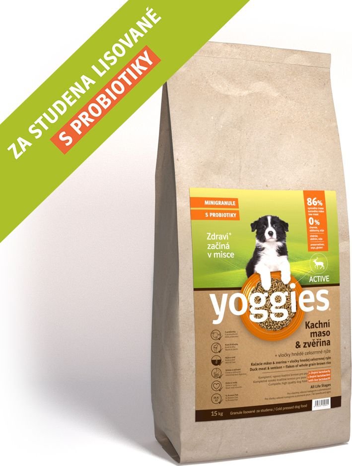 YOGGIES Dog Mini Active Kachna a zvěřina 15kg