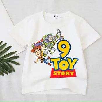 Dívčí tričko Disney Dětské narozeninové tričko s potiskem Toy Story s číslovkou, bílé Číslovka: 9, Velikost: 160 CM