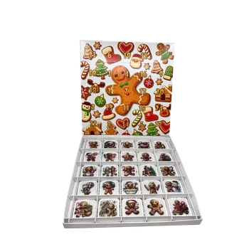 Vánoční dekorace Adventní kalendář "Velký perníček" 28x28x2 cm bílá