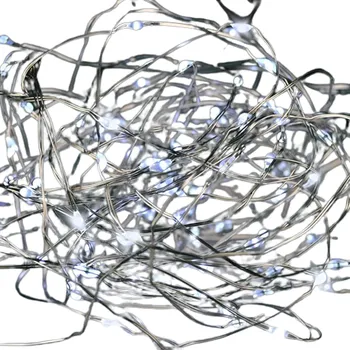 Vánoce SOLIGHT Vánoční řetěz stříbrný, 30x mini LED, 3m, 3 x AA, studené světlo