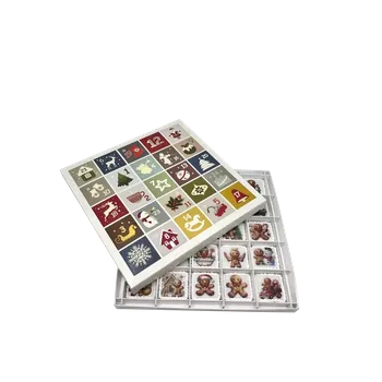 Vánoční dekorace Adventní kalendář "Decentní" s papírovou mřížkou 28x28x2 cm