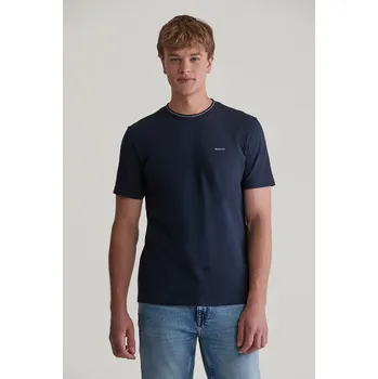Pánské oblečení TRIČKO GANT TEXTURED RIB SS TSHIRT EVENING BLUE