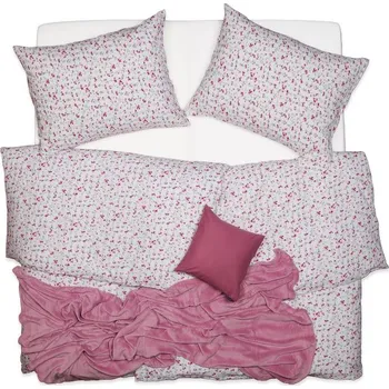 Povlečení SCANquilt povlečení KLASIK kvítka bílorůžová 140 x 200/70 x 90 cm