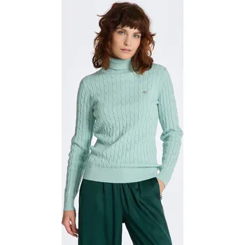 Dámský svetr ROLÁK GANT STRETCH COTTON CABLE TURTLENECK IBIZA BLUE
