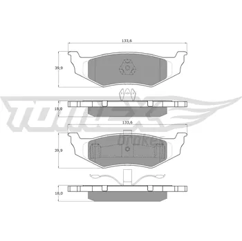 Brzdová destička Sada brzdových destiček, kotoučová brzda TOMEX Brakes TX 15-91