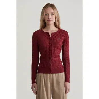 Dámský svetr SVETR GANT STRETCH COTTON CABLE CARDIGAN PLUMPED RED