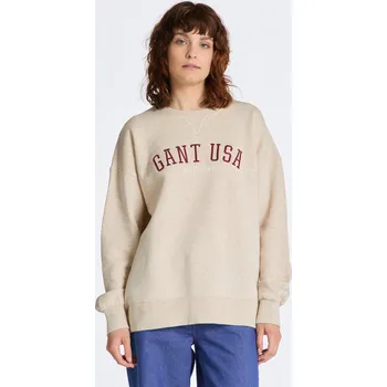 Dámská mikina MIKINA GANT OVERSIZED USA C-NECK LIGHT BEIGE MELANGE