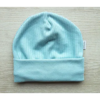 Kojenecká čepice AMÁLKA Bavlněná čepička žebrovaná, ledově zelená Velikost: 74-80