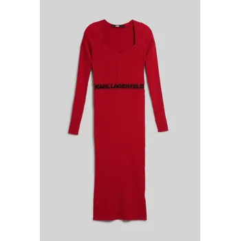 Dámské šaty ŠATY KARL LAGERFELD LSLV LOGO KNIT DRESS CHILI PEPPER