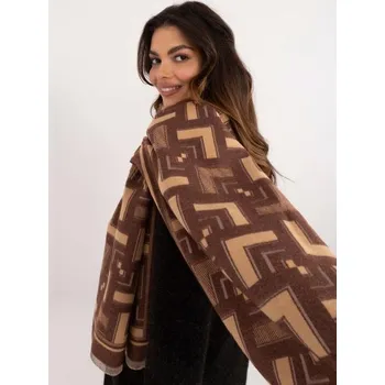 Šátek Dámská šála s třásněmi hnědo-béžová